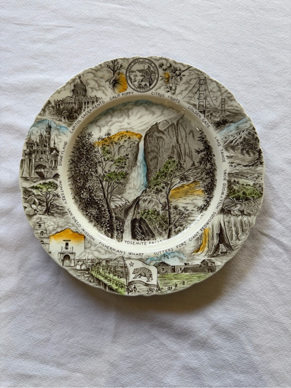 Vtg California Johnson Brothers souvenir Scenic Ceramic Plate